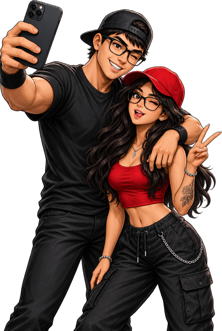 Bobby and Grecia taking a selfie together